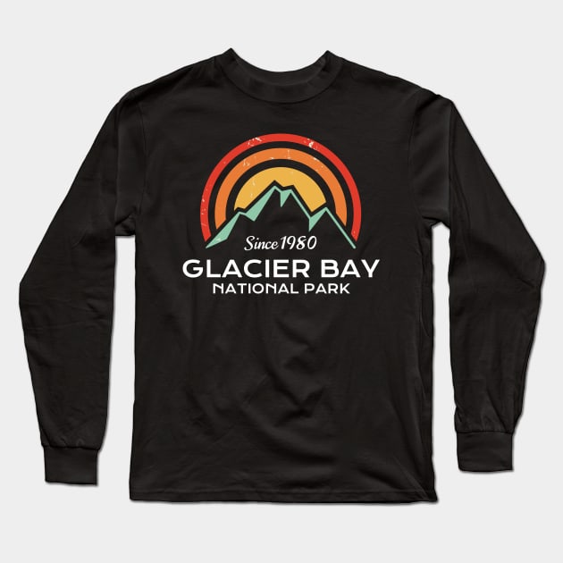 Glacier Bay National Park Retro Long Sleeve T-Shirt by roamfree